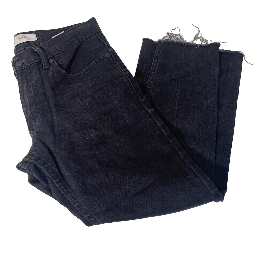 Levi's 511 Slim Fit Straight Jeans Youth Boys 16 Black Mid Rise Dark Wash Denim‎